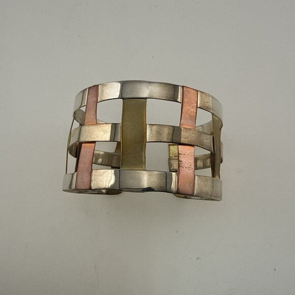 RLM Studio Robert Lee Morris Bracelet Cuff Sterling Silver Copper Brass Woven - Picture 5 of 13